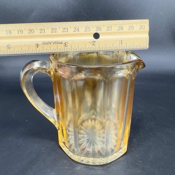 Vintage Carnival Glass Small Pitcher Creamer Jug Shiny Finish Glass Pitcher VTG - Picture 4 of 11